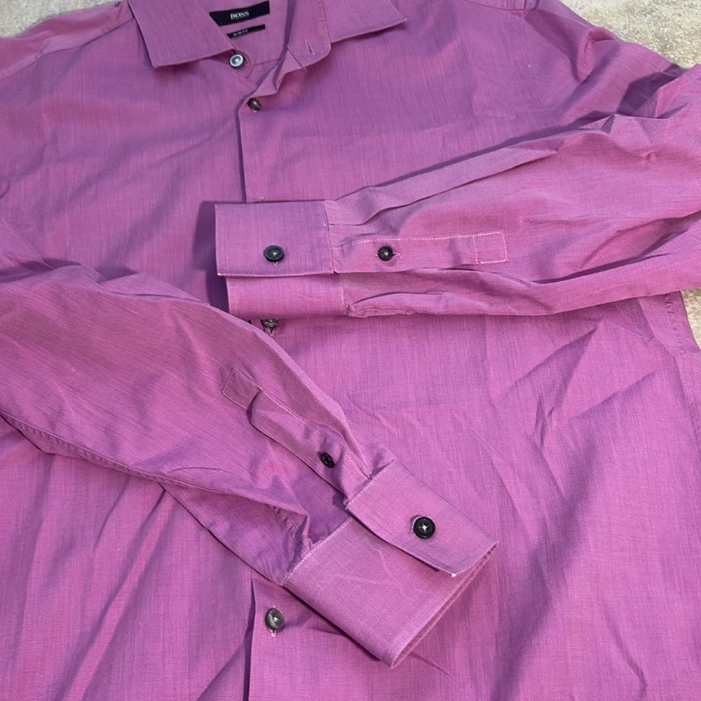 Boss Men's Dress Shirts - Navy, Pink, and Blue Stripes - Picture 9 of 16